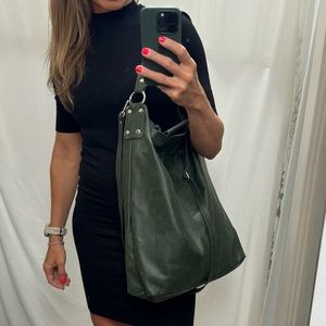 New Hand crafted olive green color leather bag